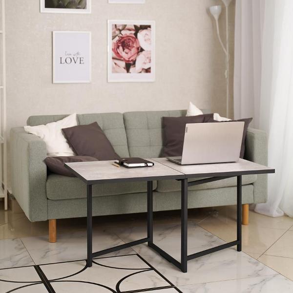 Стол журнальный Frenesie раскладной трансформер лофт, цемент светлый, 105х59х53 см.