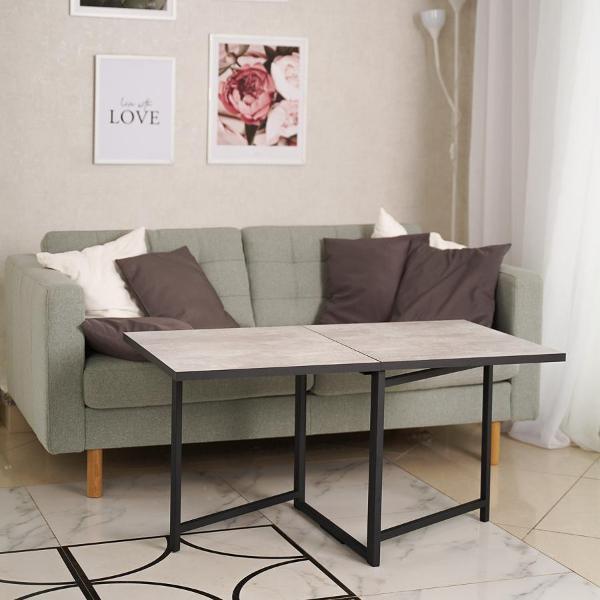 Стол журнальный Frenesie раскладной трансформер лофт, цемент светлый, 105х59х53 см.