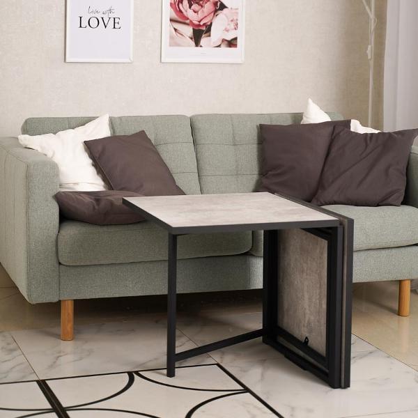 Стол журнальный Frenesie раскладной трансформер лофт, цемент светлый, 105х59х53 см.