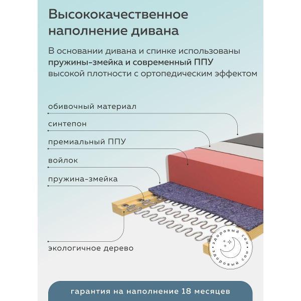 Диван FINSOFFA Марти, прямой, трехместный, с механизмом трансформации релакс книжка, со спальным местом