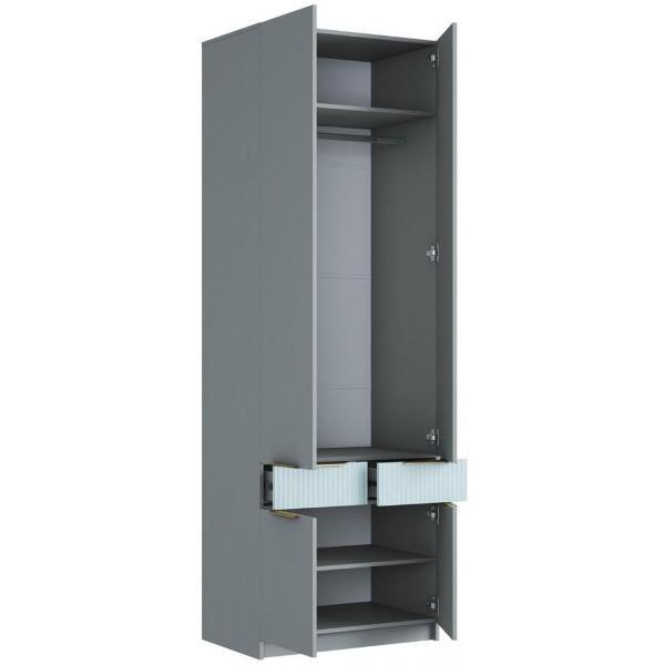 Шкаф распашной МК Стиль 2-х створчатый ШК-002 с фасадом МДФ, Шиншилла серая/Скай