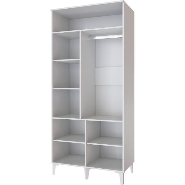 Шкаф распашной Domani 2-х створчатый (4 фасада), со штангой для вешалок и полками, Белый