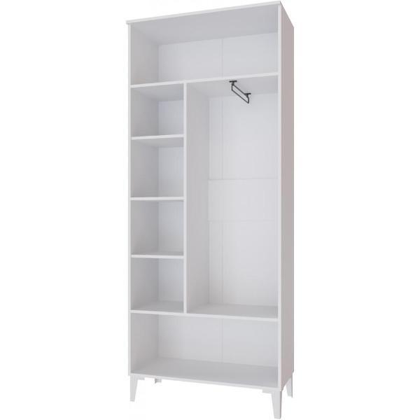 Шкаф распашной Domani 2-х створчатый на ножках, со штангой для вешалок и полками, Белый