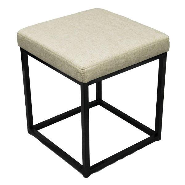 Пуф Frenesie для прихожей лофт на металлическом каркасе с мягким сиденьем, бежевый, 41х41х47 см.