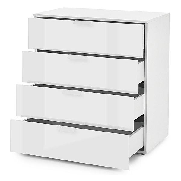 Комод Любимый дом глянцевый белый Бруклин 80 см, 4 ящика