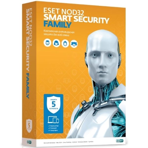 Антивирус ESET SMART SECURITY FAMILY 5 ПК/1Г