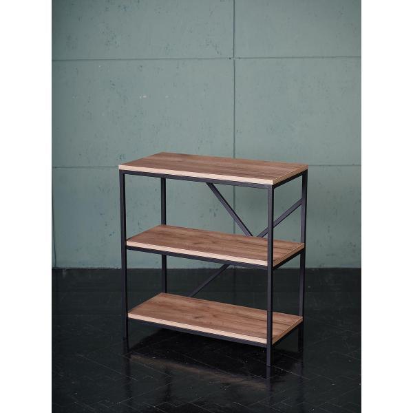 Стеллаж Frenesie металлический напольный, лдсп дуб крафт табачный, каркас металлический черный, 60х30х65 см.