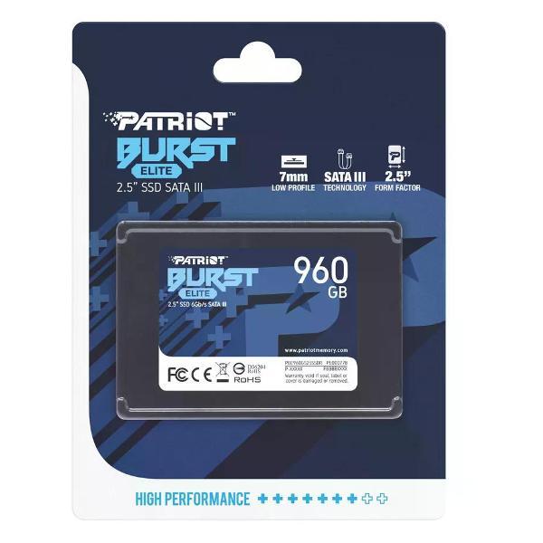 Внутренний диск SSD Patriot SATA-III 960GB PBE960GS25SSDR Burst Elite 2.5"
