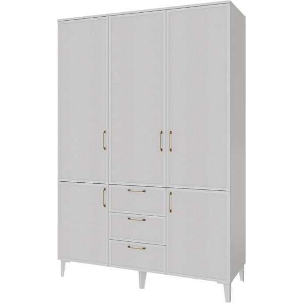 Шкаф распашной Domani 3-х створчатый с 3-мя ящиками и штангой для вешалок, Белый