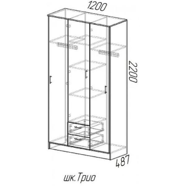 Шкаф распашной ЭРА трёхдверный для одежды, распашной, ясень / (Ясень шимо)