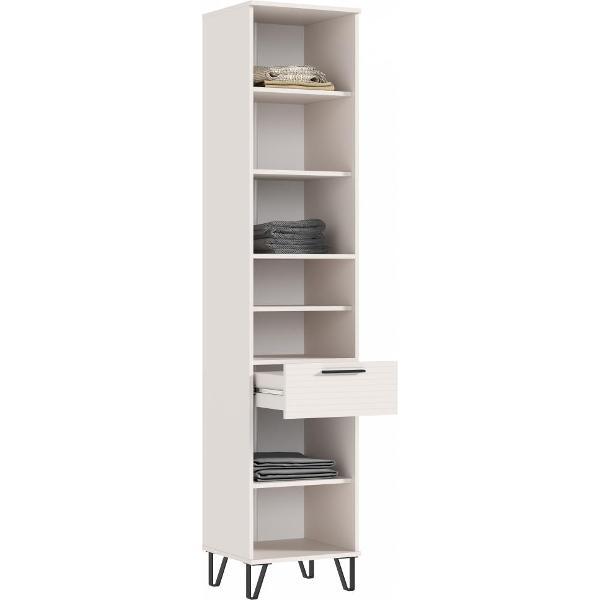 Шкаф распашной МИФ Мебель Пенал открытый для прихожей, современный, с ящиком для хранения, (Кашемир, Кашемир)