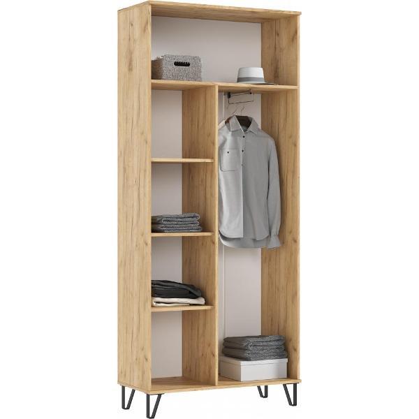 Шкаф распашной МИФ Мебель для прихожей, со штангой для вешалок (Браш Мени Грин, Дуб Крафт)