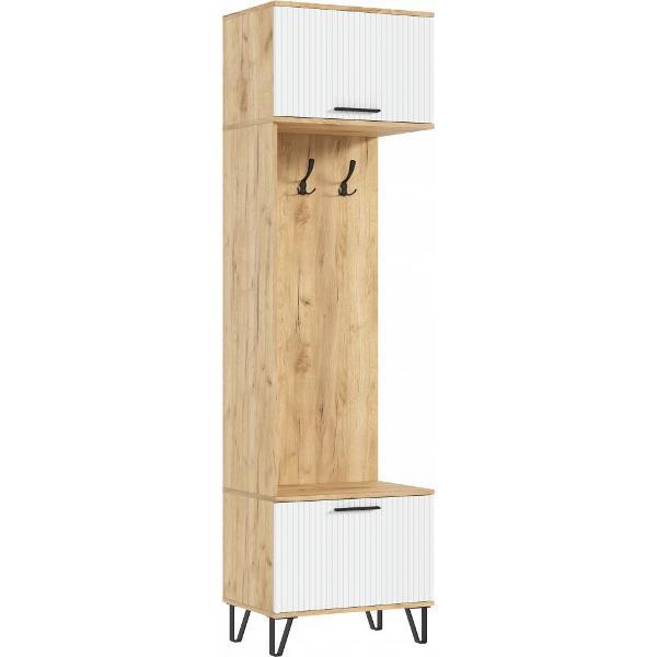 Шкаф распашной МИФ Мебель с вешалками для прихожей, современный, из МДФ, (Браш Вайт, Дуб Крафт)