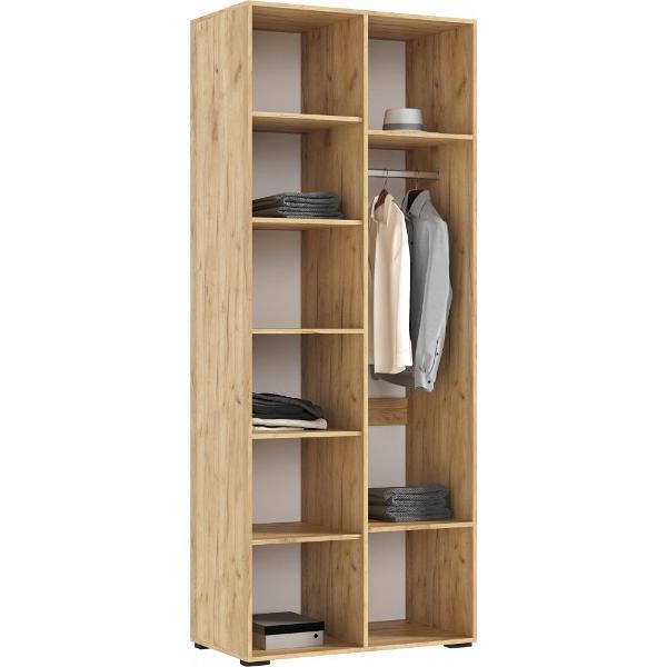 Шкаф распашной МИФ Мебель 2-х ств. 900, с фрезеровкой, современный, браш графит/дуб крафт