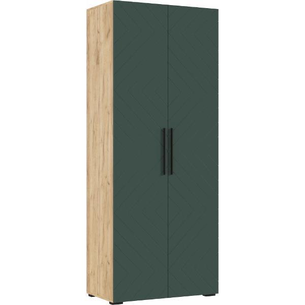 Шкаф распашной МИФ Мебель 2-х ств. 900, с фрезеровкой, современный, браш мени грин/дуб крафт