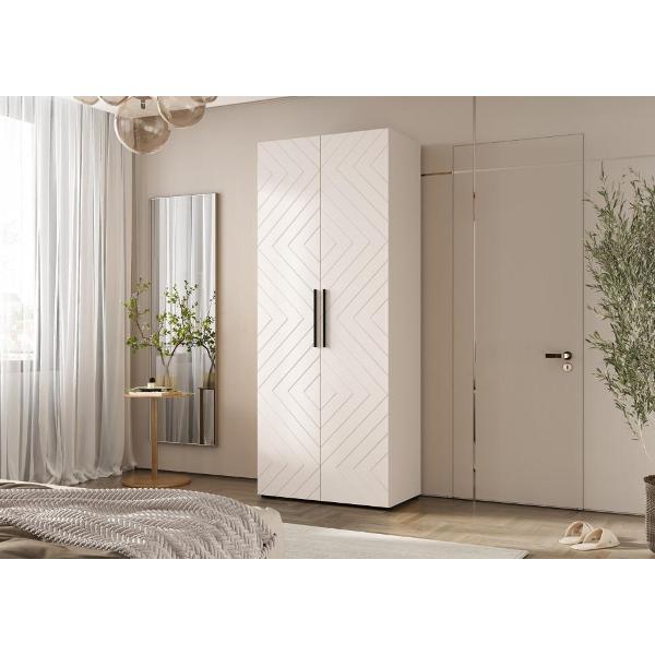 Шкаф распашной МИФ Мебель 2-х ств. 900, с фрезеровкой, современный, кашемир (фасад МДФ)