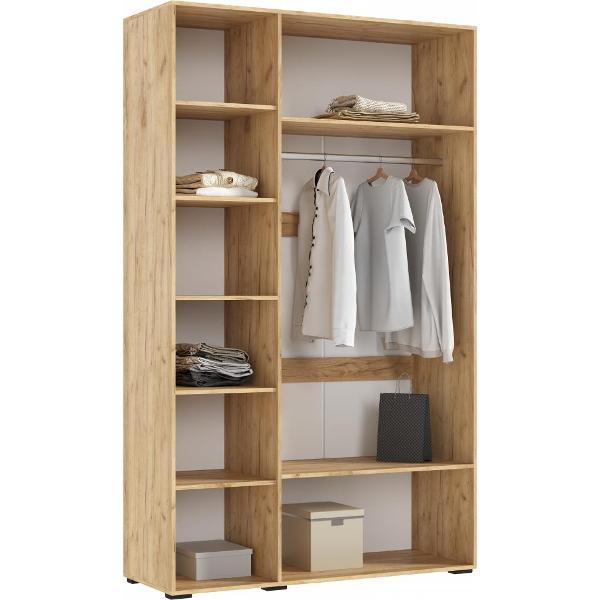 Шкаф распашной МИФ Мебель 3-х ств. 1350, с фрезеровкой, современный, браш мени грин/дуб крафт