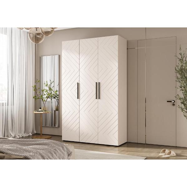 Шкаф распашной МИФ Мебель 3-х ств. 1350, с фрезеровкой, современный, кашемир (фасад МДФ)