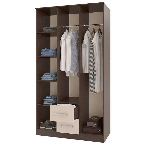 Шкаф распашной МИФ Мебель трехдверный с зеркалом для спальни, Ясень шимо