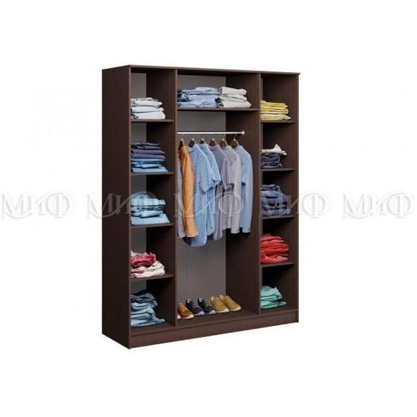 Шкаф распашной МИФ Мебель четырехдверный с зеркалом для спальни, Ясень шимо