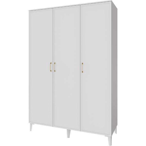 Шкаф распашной Domani 3-х створчатый, со штангой для вешалок и полками, Белый