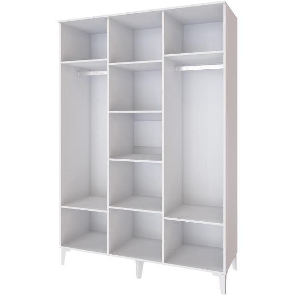 Шкаф распашной Domani 3-х створчатый, со штангой для вешалок и полками, Белый