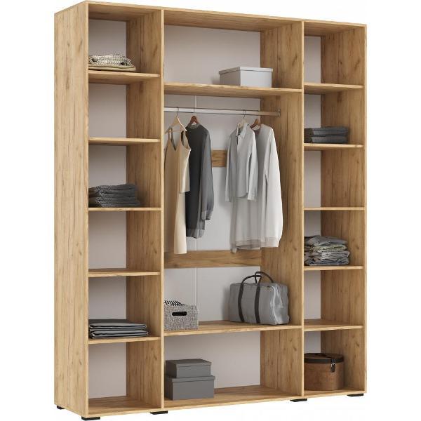 Шкаф распашной МИФ Мебель 4-х ств. 1800, с фрезеровкой, современный, браш графит/дуб крафт