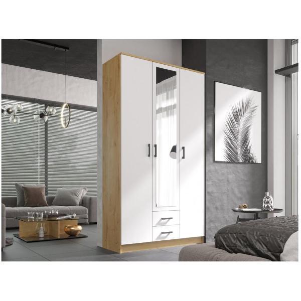 Шкаф распашной ЭРА трёхдверный, вотан / белый гладкий (Вотан / Белый гладкий)