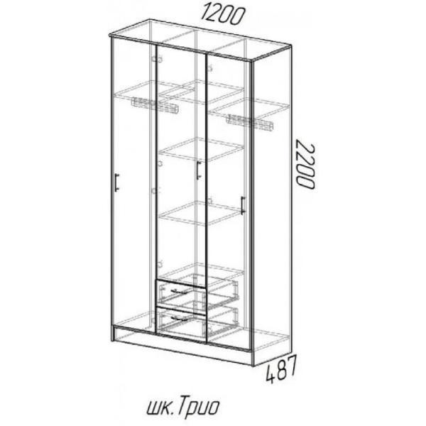 Шкаф распашной ЭРА трёхдверный, вотан / белый гладкий (Вотан / Белый гладкий)
