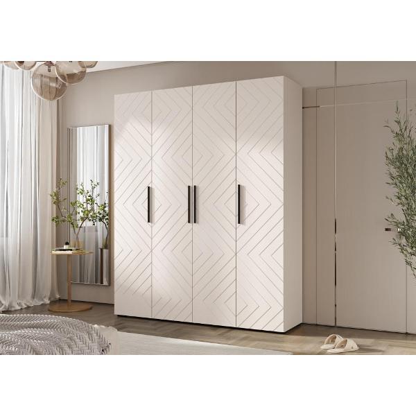 Шкаф распашной МИФ Мебель 4-х ств. 1800, с фрезеровкой, современный, кашемир (фасад МДФ)