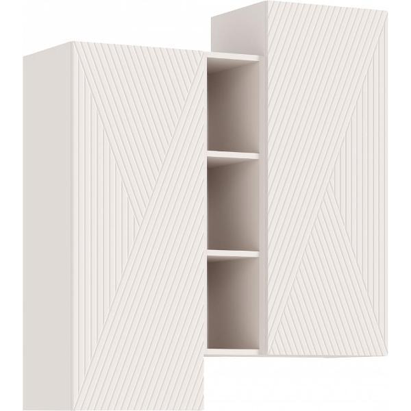 Шкаф распашной МИФ Мебель подвесной комбинированный, с фрезеровкой, (Кашемир, Кашемир)