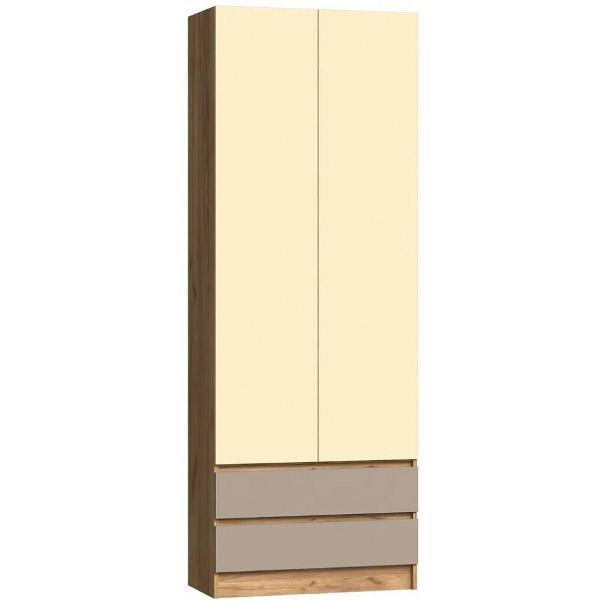 Шкаф распашной МИФ Мебель (2 двери) для детской комнаты, Слоновая кость/Глиняный серый/Дуб крафт