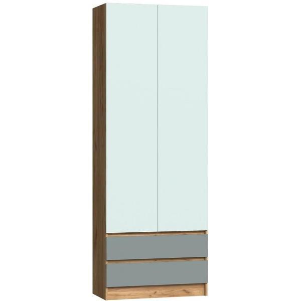 Шкаф распашной МИФ Мебель (2 двери) для детской комнаты, Слоновая кость/Глиняный серый/Дуб крафт