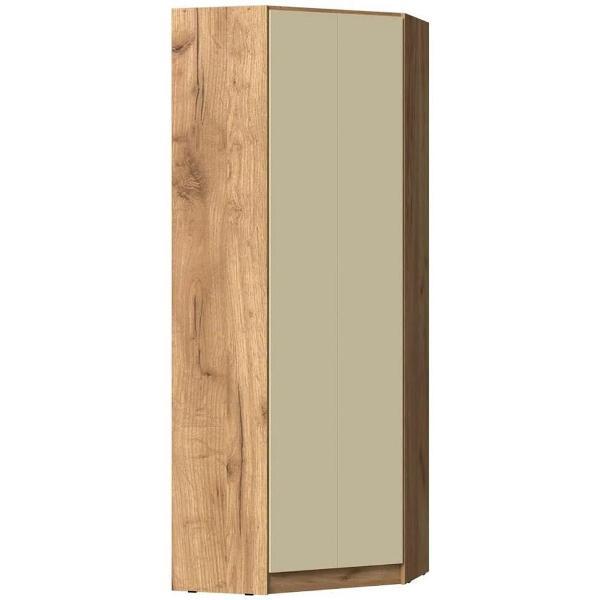 Шкаф распашной МИФ Мебель угловой для детской комнаты, Слоновая кость/Глиняный серый/Дуб крафт