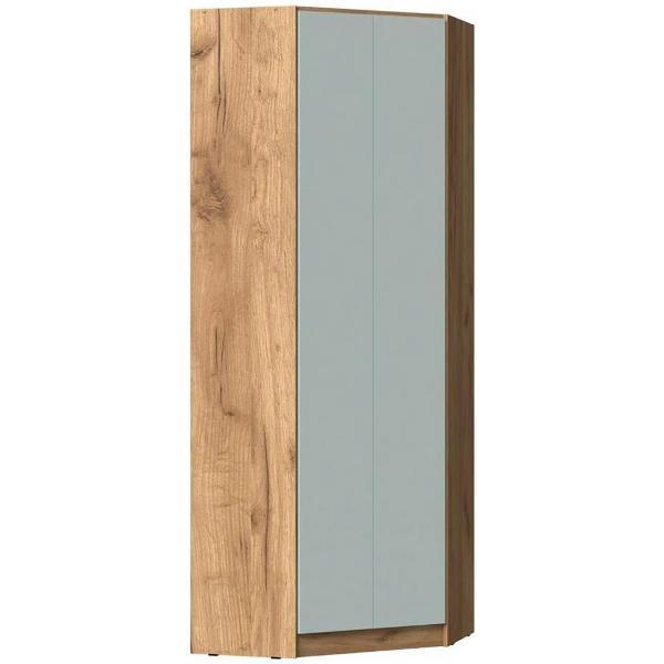 Шкаф распашной МИФ Мебель угловой для детской комнаты, Слоновая кость/Глиняный серый/Дуб крафт