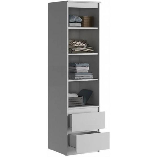 Шкаф распашной МИФ Мебель Пенал с двумя ящиками, в современном стиле, Белый глянец, Белый (ЛДСП)