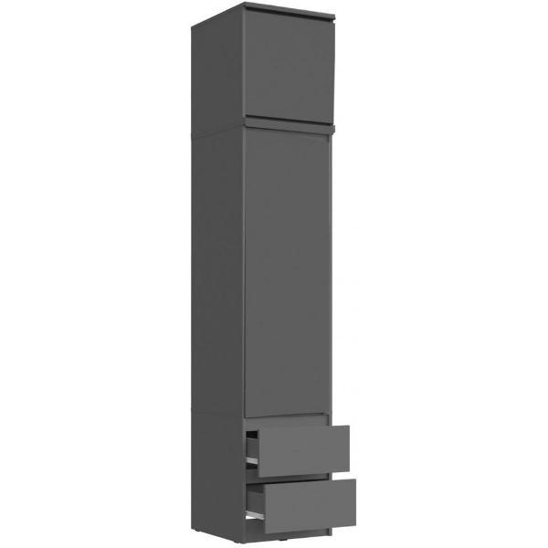 Шкаф распашной МИФ Мебель Пенал для гостиной с 2-мя ящиками + антресоль, Графит