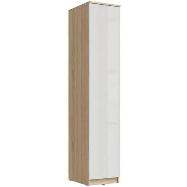 Шкаф распашной МИФ Мебель Пенал однодверный универсальный, Сонома/Белый глянец