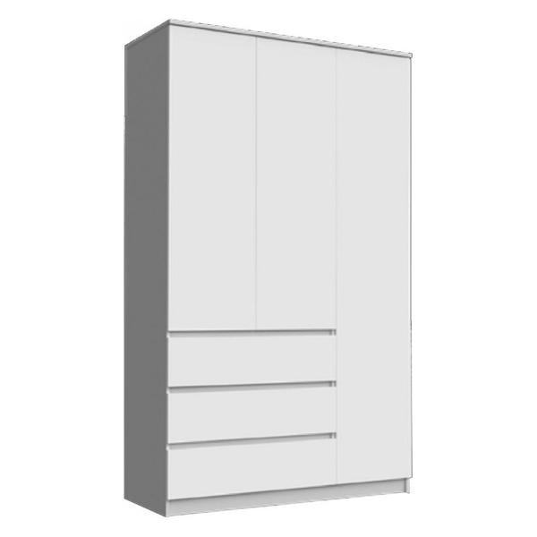 Шкаф распашной МИФ Мебель 3-х дверный 1200 с ящиками, Дуб сонома/Белый глянец