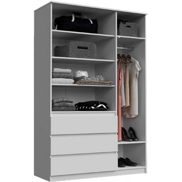 Шкаф распашной МИФ Мебель 3-х дверный 1200 с ящиками, Дуб сонома/Белый глянец