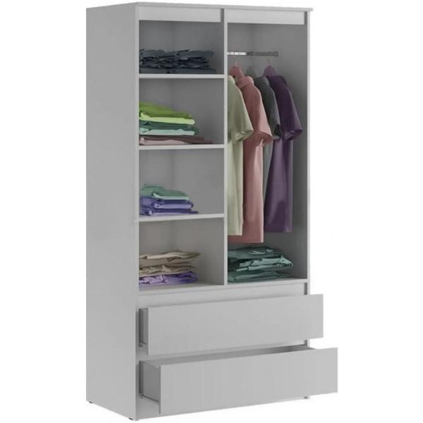 Шкаф распашной МИФ Мебель 2-х створчатый комбинированный, современный, Белый глянец, Белый