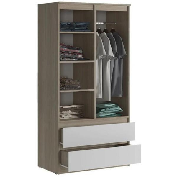 Шкаф распашной МИФ Мебель 2-х створчатый комбинированный, современный, Белый глянец, Белый