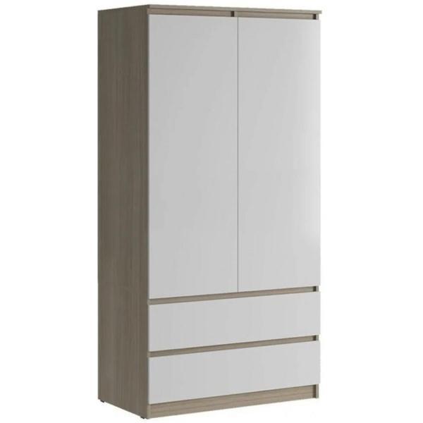 Шкаф распашной МИФ Мебель 2-х ствочатый комбинированный, Сонома/Белый глянец