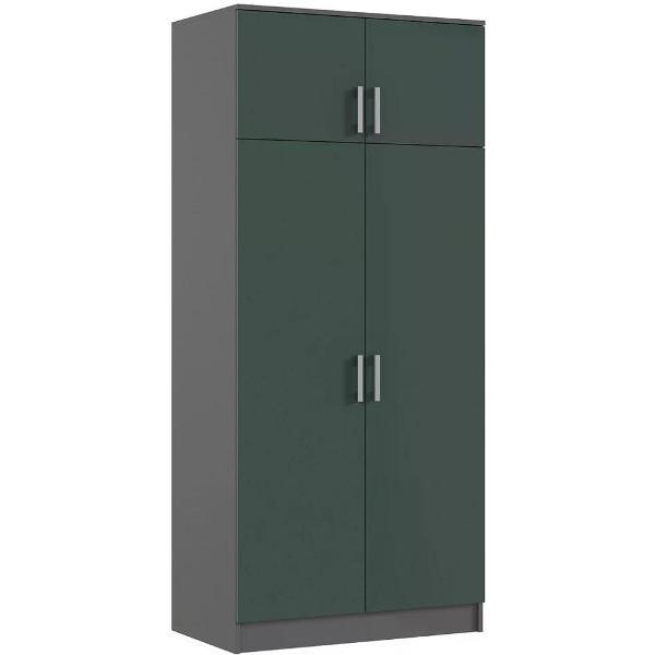 Шкаф распашной МИФ Мебель 2-х створчатый (штанга+полка), современный, Графит/Изумрудный