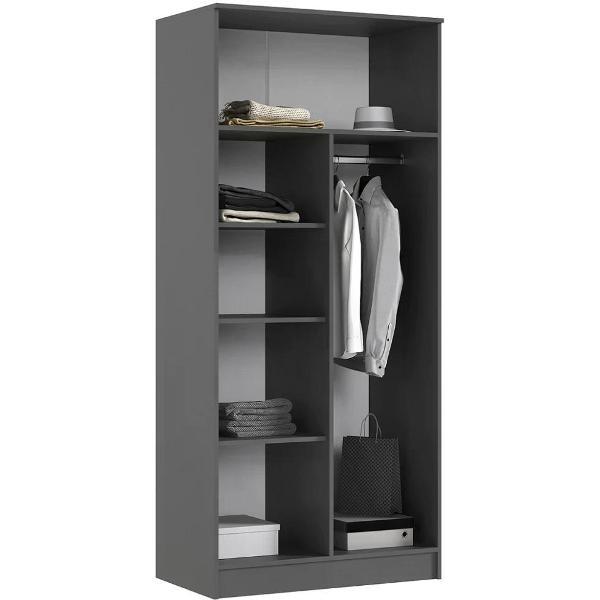 Шкаф распашной МИФ Мебель 2-х створчатый (штанга+полка), современный, Графит/Изумрудный