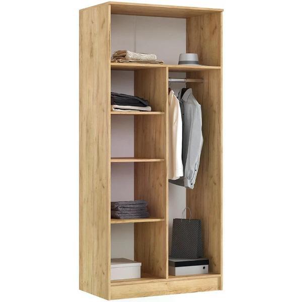 Шкаф распашной МИФ Мебель 2-х створчатый (штанга+полка), современный, Дуб крафт/Изумрудный