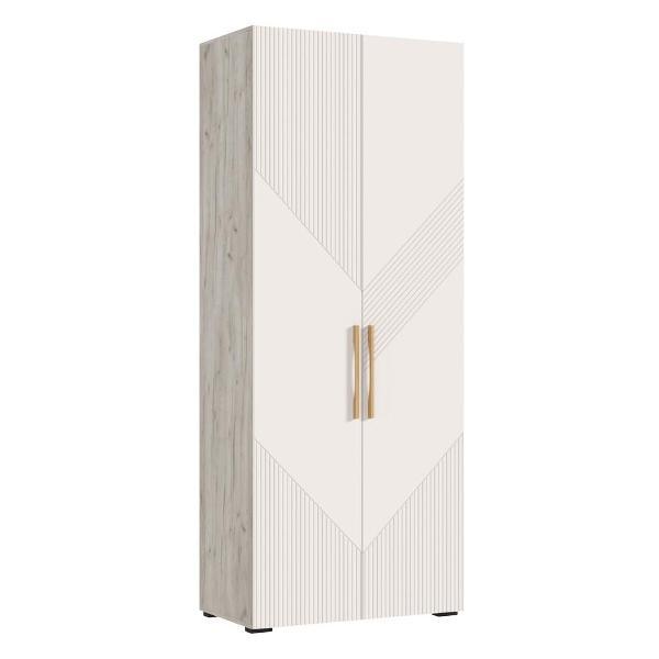 Шкаф распашной МИФ Мебель 2-х створчатый 900, фасад МДФ с фрезеровкой, Крафт серый/Кашемир