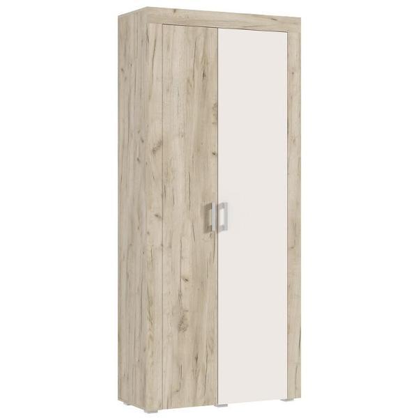 Шкаф распашной МИФ Мебель 2-х створчатый, современный дизайн, Крафт серый/Кашемир