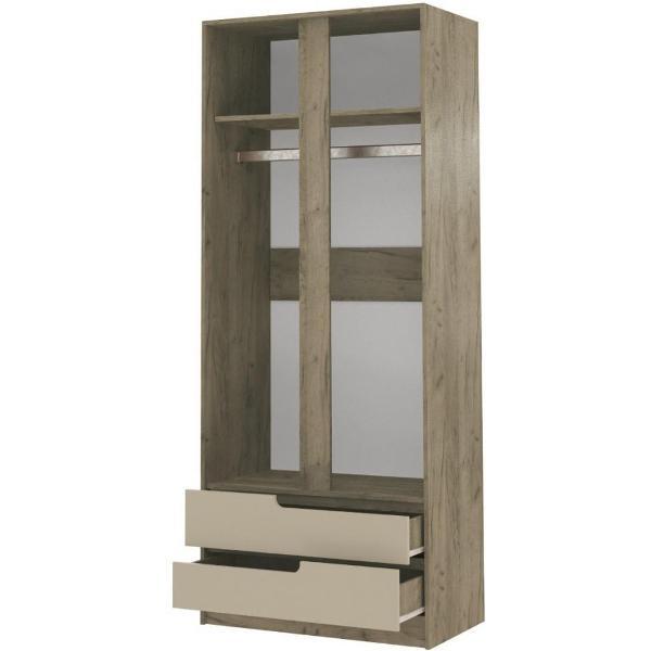 Шкаф распашной ТЭКС мебель двухстворчатый штанга, 2 ящика, ЛДСП, Крафт серый/Кашемир