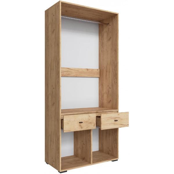 Шкаф распашной ТЭКС мебель 2-х створчатый, в современном стиле, Дуб крафт золотой/Графит серый